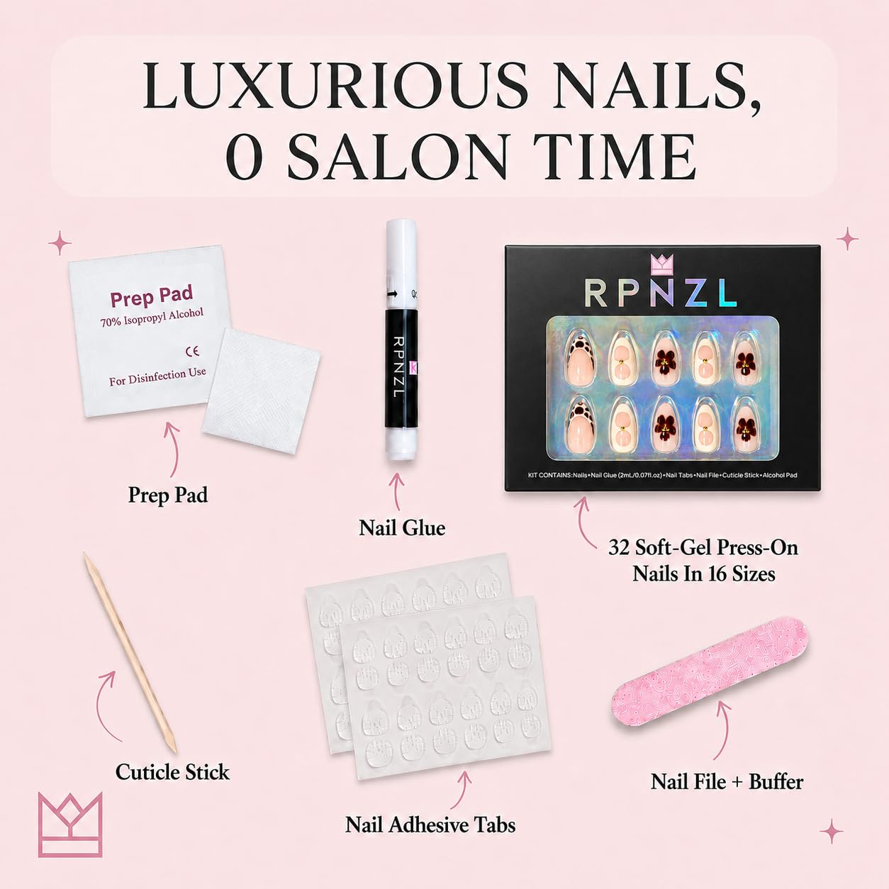 Cherry Bloom Almond Press-On Nails | Elegant Floral Burgundy Nail Set - Image 4