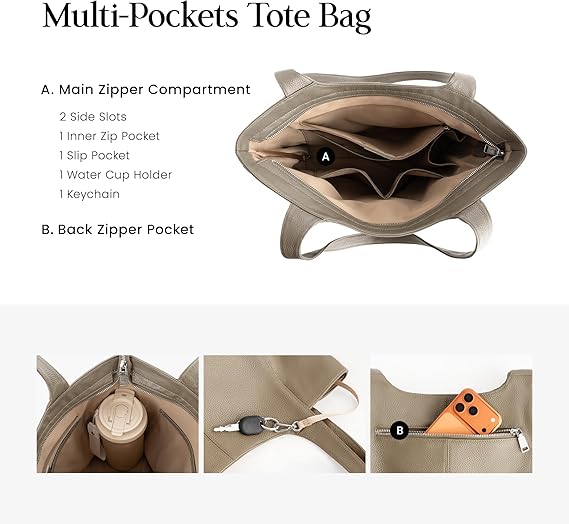 Elegant Minimalist Leather Tote Bag for Women | Spacious Everyday Shoulder Handbag - Image 3